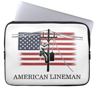 Amerikaanse hoogspanningsmonteur vlag nutsbedrijf  laptop sleeve