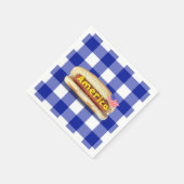 Amerikaanse Hot Dog op Buffalo Plaid Servetten (Hoek)