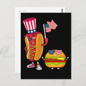 Amerikaanse Hotdog Burger American Flag op 4 juli Briefkaart (Voorkant / Achterkant)