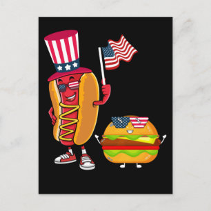 Amerikaanse Hotdog Burger American Flag op 4 juli Briefkaart