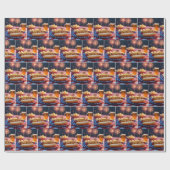 Amerikaanse hotdog en bier cadeaupapier (Vlak)