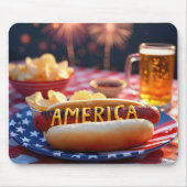 Amerikaanse hotdog en bier muismat (Voorkant)