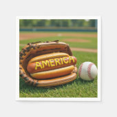 Amerikaanse hotdog in een honkbalhandschoen servet (Voorkant)