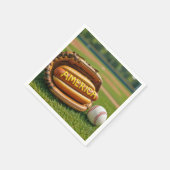 Amerikaanse hotdog in een honkbalhandschoen servet (Hoek)