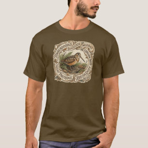 Amerikaanse Houtsnip Vintage Vogelillustratie T-shirt