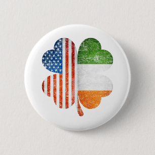 Amerikaanse Ierse Klaver Usa Ierland Vlag Ronde Button 5,7 Cm