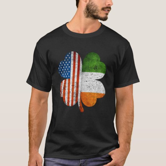 Amerikaanse Ierse Shamrock USA Ierland Vlag T-shirt (Voorkant)