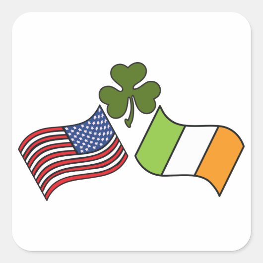 Amerikaanse Ierse vlag Vierkante Sticker (Voorkant)