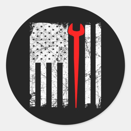 Amerikaanse ijzerbewerker ronde sticker (Voorkant)