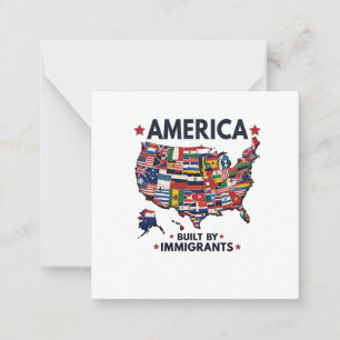 Amerikaanse immigranten gebouwd door patriottische notitiekaartje