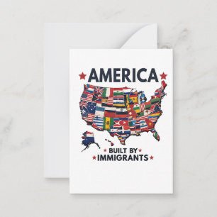 Amerikaanse immigranten gebouwd door patriottische notitiekaartje