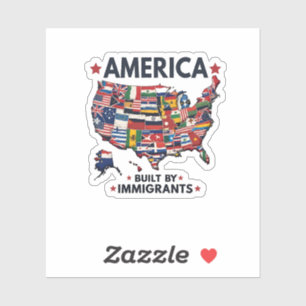 Amerikaanse immigranten gebouwd door patriottische sticker