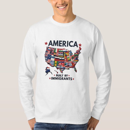 Amerikaanse immigranten gebouwd door patriottische t-shirt (Voorkant)