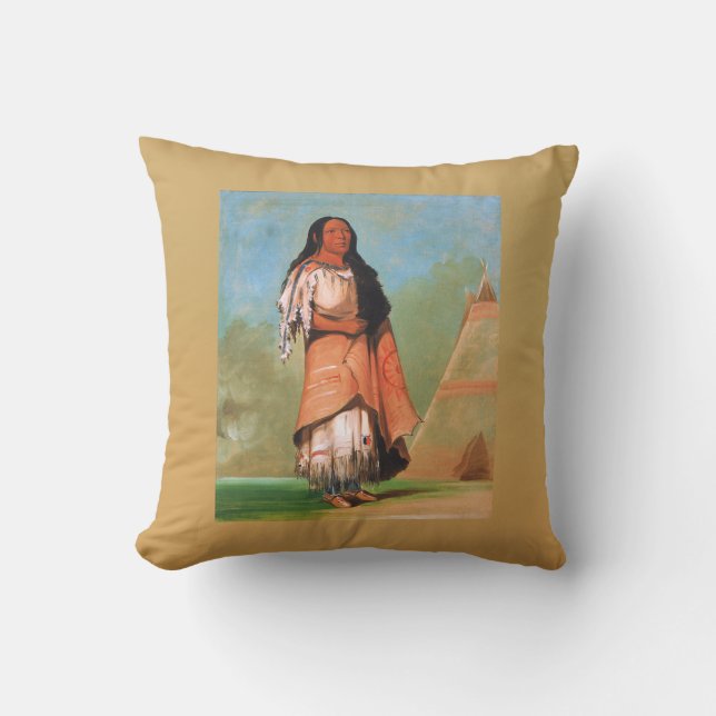 Amerikaanse Indiaan, Kunst van George Catlin Kussen (Voorkant)