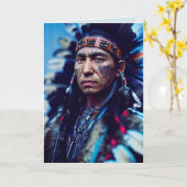 AMERIKAANSE INDIAANSE CHIEF FOTO BIRTHDAY GROTE KA KAART (Gele Bloem)