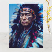 AMERIKAANSE INDIAANSE CHIEF FOTO BIRTHDAY GROTE KA KAART (Gele Bloem)