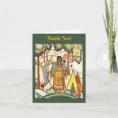 Amerikaanse Indiaanse dame in Forest Tepee donkerg Bedankkaart (Voorkant)