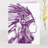 AMERIKAANSE INDIAANSE VROUW ART OVERGEZIEN BIRTHDA KAART (Gele Bloem)