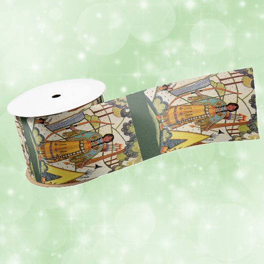 Amerikaanse Indiaanse vrouw Bossen Tepee borduurwe Satijnen Lint