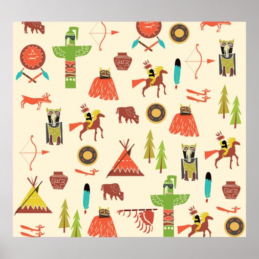 Amerikaanse Indianen: culturele achtergrond. Poster (Voorkant)
