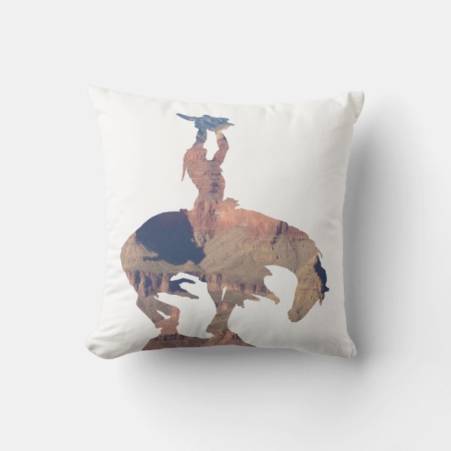 Amerikaanse indianen met Buffalo Skull Kussen (Voorkant)