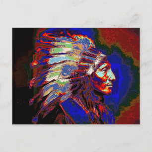 Amerikaanse Indiase hoofdfoto Briefkaart