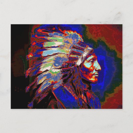 Amerikaanse Indiase hoofdfoto Briefkaart (Voorkant)