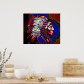 Amerikaanse Indiase hoofdfoto Poster (Keuken)