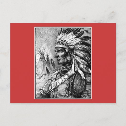 Amerikaanse Indiase opperbevelhebber Briefkaart (Voorkant)