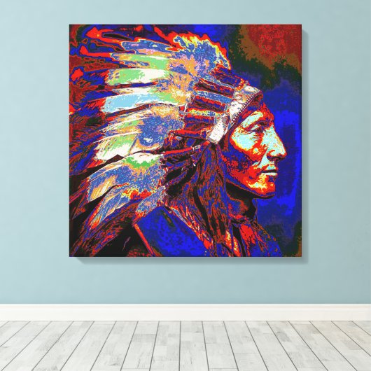 Amerikaanse Indiase opperbevelhebber Canvas Afdruk (Insitu (Houten vloer))