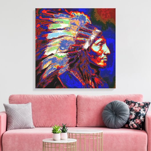 Amerikaanse Indiase opperbevelhebber Canvas Afdruk (Insitu (Woonkamer))