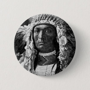 Amerikaanse Indiase opperbevelhebber Ronde Button 5,7 Cm