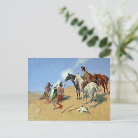 Amerikaanse Indiase rooksignalen Briefkaart (Staand voorkant)