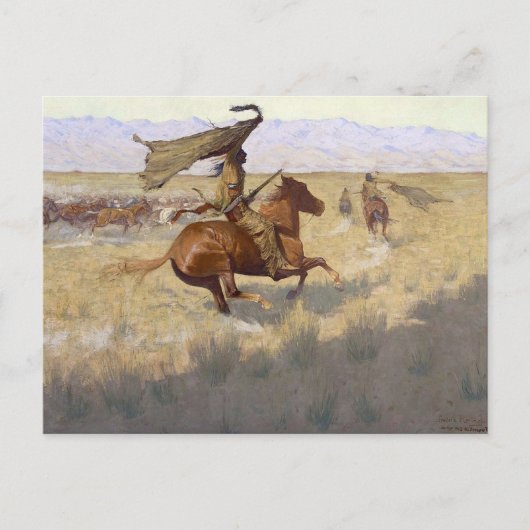 Amerikaanse Indiase stormloop Briefkaart (Voorkant)