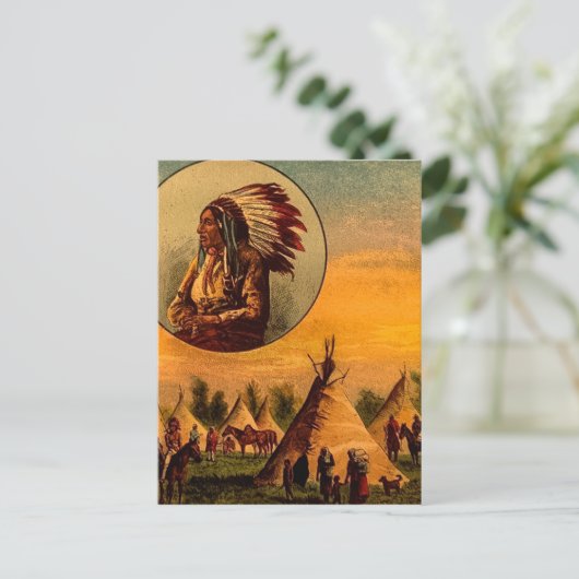 Amerikaanse Indiërs Magic Lantern Slide Briefkaart (Staand voorkant)