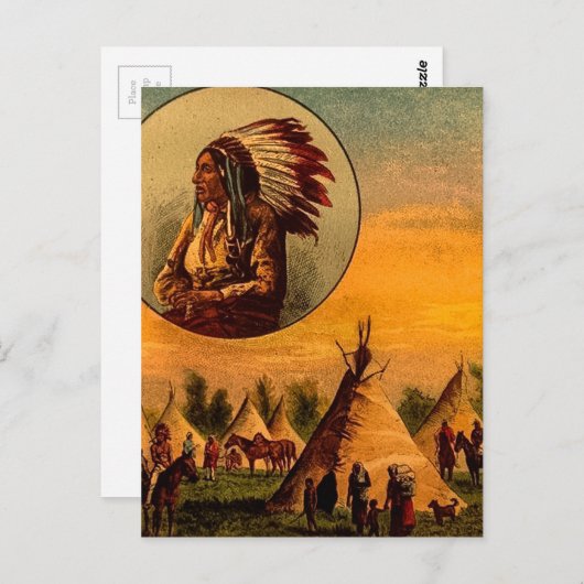 Amerikaanse Indiërs  Magic Lantern Slide Briefkaart (Voorkant / Achterkant)