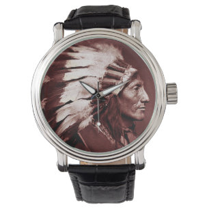 Amerikaanse Indische opperbevelhebber (bruin) Horloge