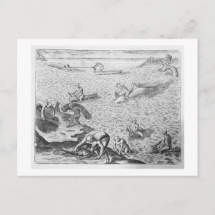 Amerikaanse Indische walvismethode, van een accoun Briefkaart