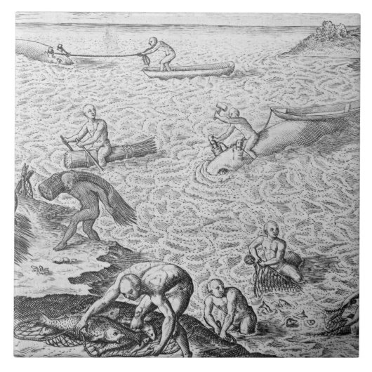 Amerikaanse Indische walvismethode, van een accoun Tegeltje (Voorkant)