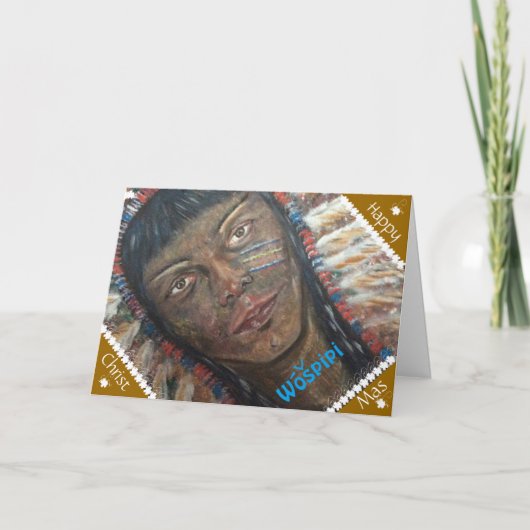 Amerikaanse Indische Wospipi-kerstkaart. Feestdagen Kaart (Voorkant)