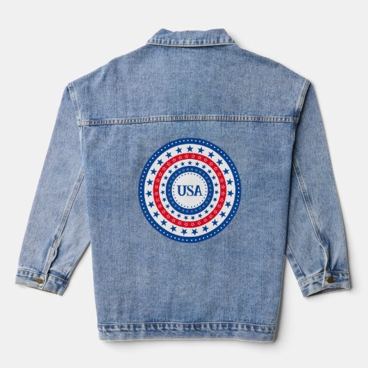 Amerikaanse Initialen met rode, witte, blauwe ster Denim Jacket (Achterkant)