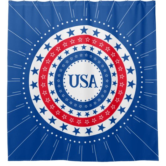 Amerikaanse Initialen met rode, witte, blauwe ster Douchegordijn (Voorkant)