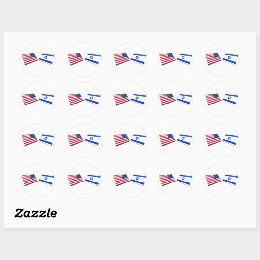 Amerikaanse & Israëlische vlaggen Ronde Sticker (Vel)