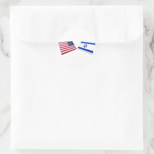 Amerikaanse & Israëlische vlaggen Ronde Sticker (Tas)