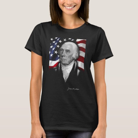 Amerikaanse James Madison Ogen Vlag Land T-shirt (Voorkant)