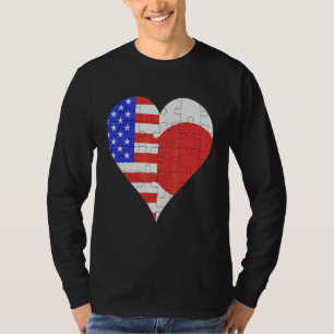 Amerikaanse Japanse vlag Heart T-shirt