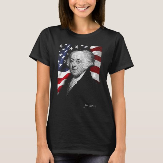 Amerikaanse John Adams Eyes Vlag Land T-shirt (Voorkant)