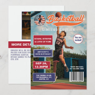 Amerikaanse Jongen Basketbal Magazine Cover Verjaa Kaart