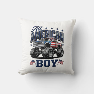 Amerikaanse Jongen Monster Truck Vintage Patriotti Kussen