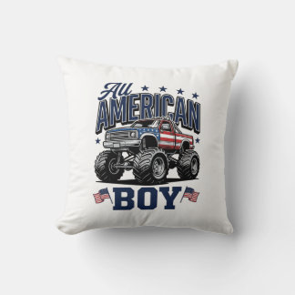 Amerikaanse Jongen Monster Truck Vintage Patriotti Kussen